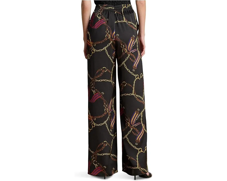 Широкие брюки с поясом на шнурке и принтом под ремень из шифона Lauren Ralph Lauren