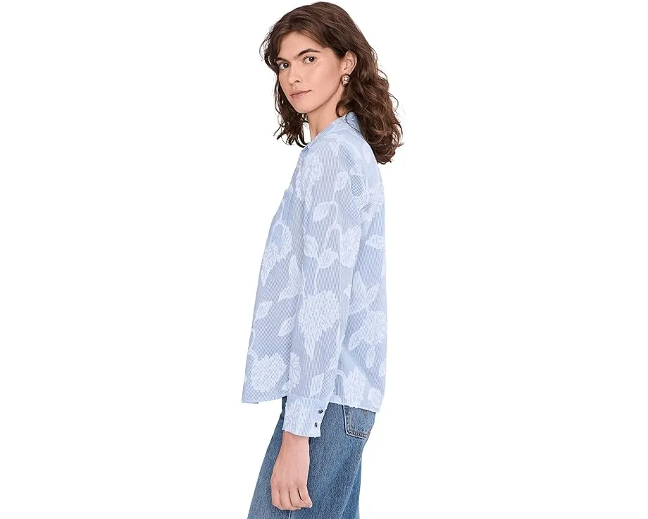 Топ Sky Striped Jacquard с вышивкой и манжетами на пуговицах NIC+ZOE