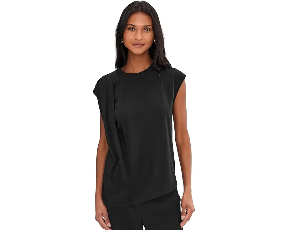 Топ Vince Relaxed Short Sleeve Drape Top с драпировкой на плече