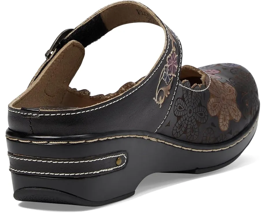 L'Artiste by Spring Step Сабо Flochino с ручной росписью и ремешком