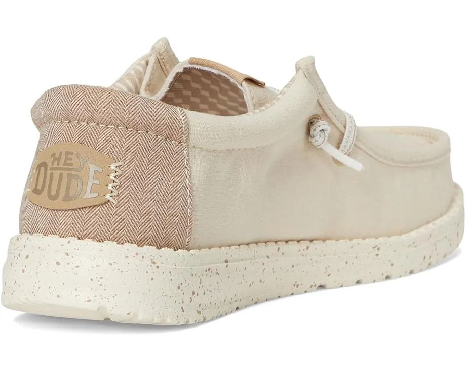 Hey Dude Kids Wally Break Brushed Linen детские слипоны из льна с круглым носком