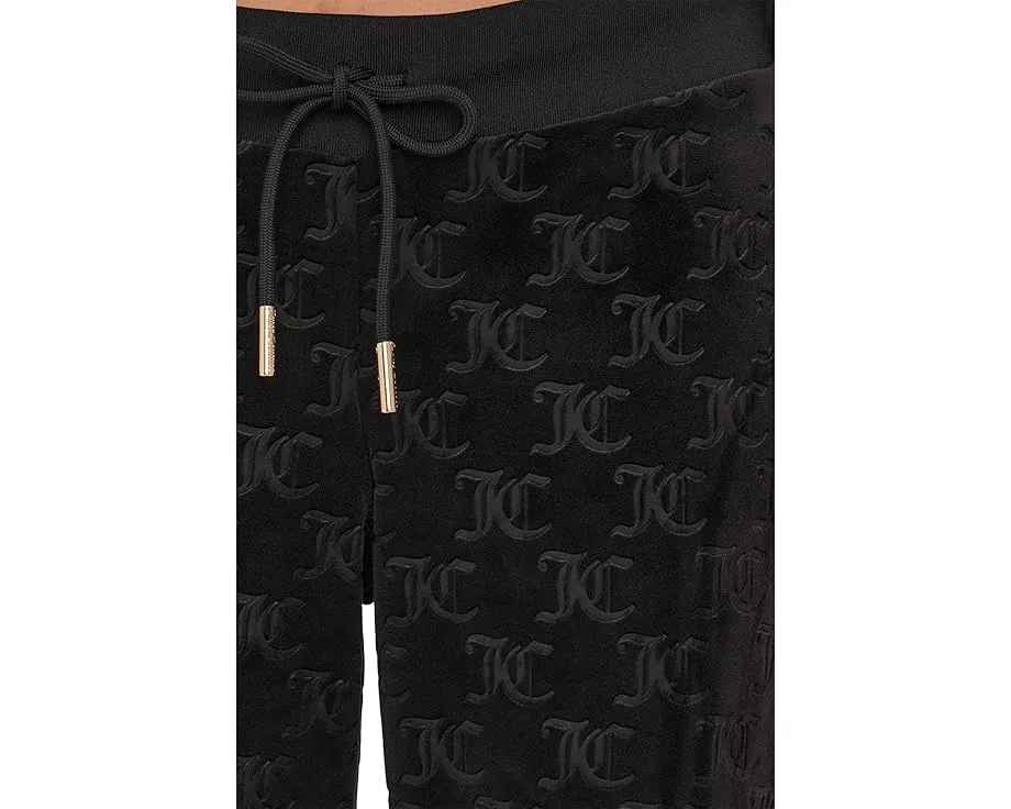Juicy Couture Брюки из велюра с тисненым логотипом и высокой посадкой