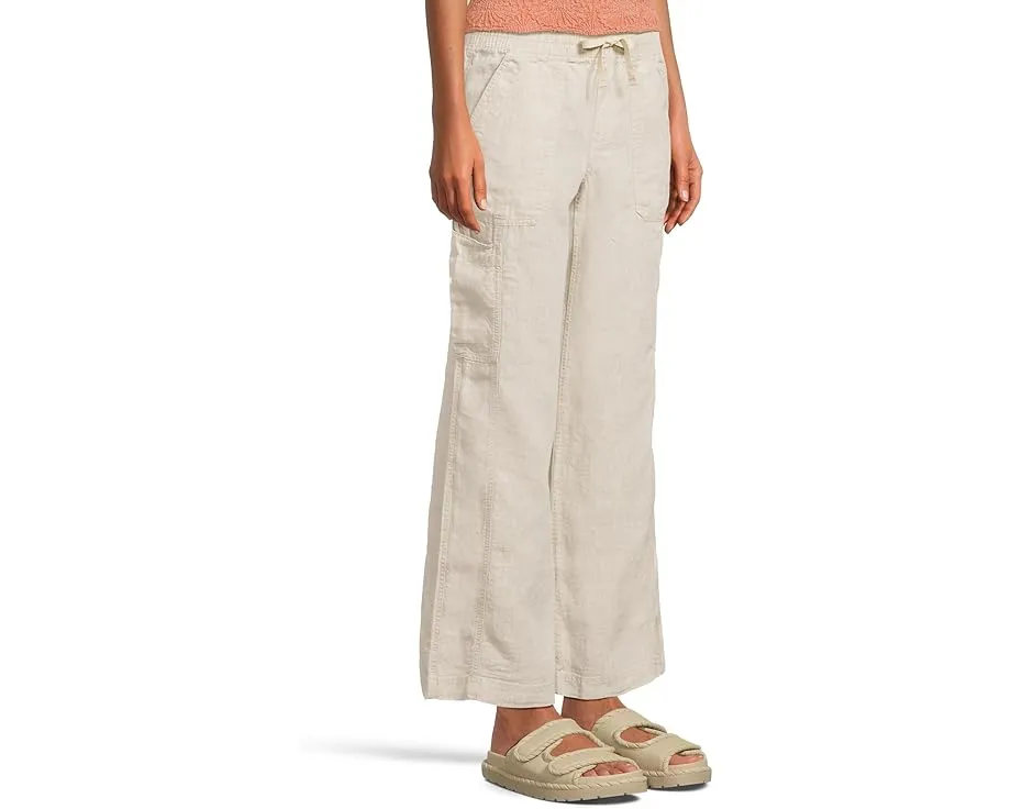 Утилитарные брюки L.L.Bean Premium Linen Breezy с широкими штанинами и карманами карго