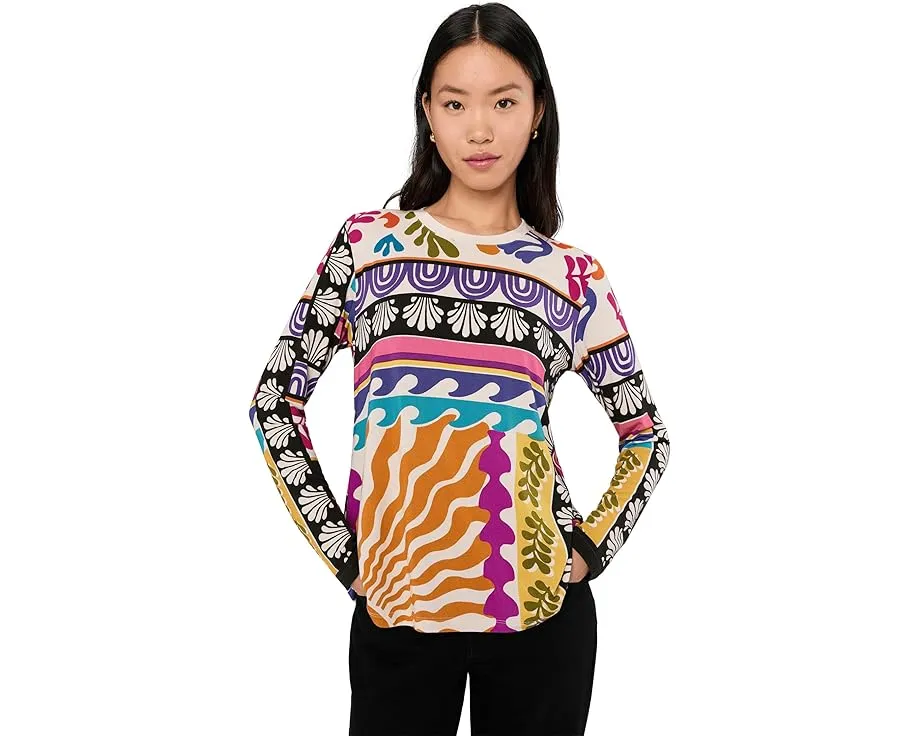 Футболка Johnny Was The Janie Favorite с длинным рукавом и круглым вырезом в цветочный принт