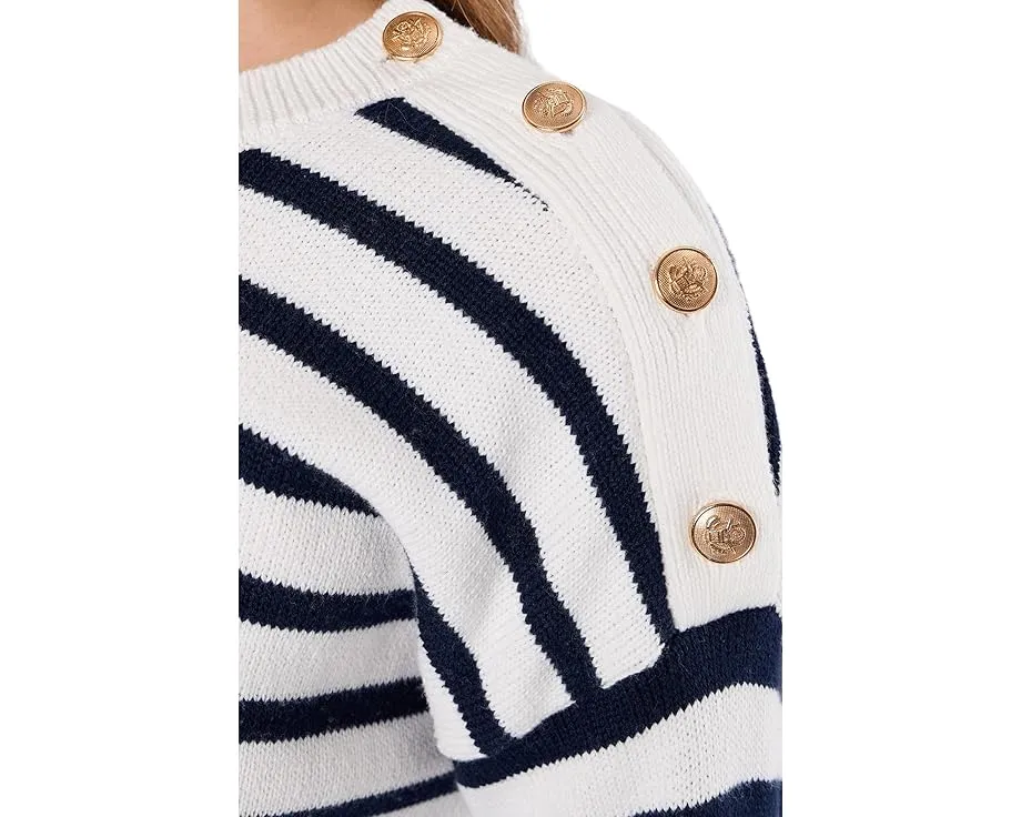 Пуловер Vince Camuto с длинным рукавом в полоску и застежкой на плече