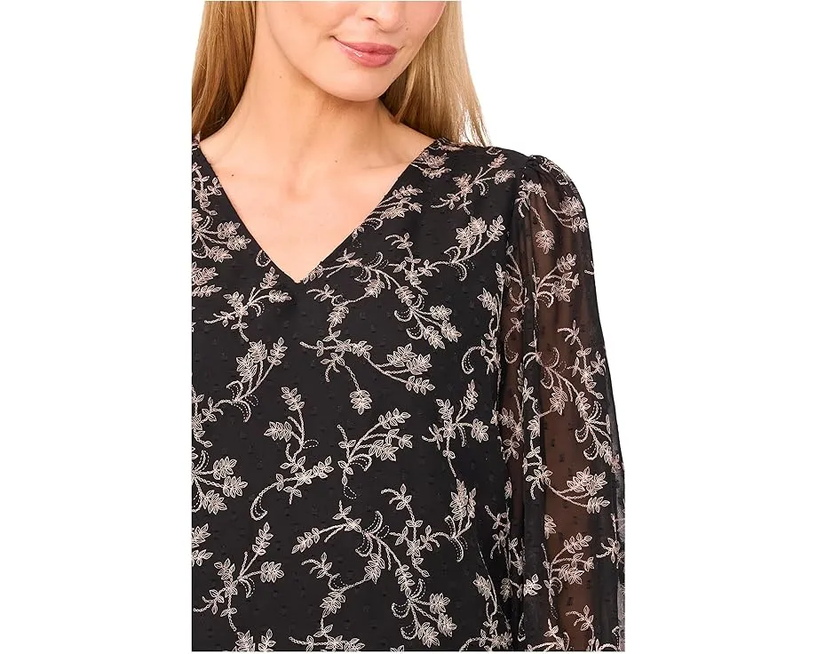 Блуза CeCe с длинным рукавом и манжетами на сборке в стиле клип-дот