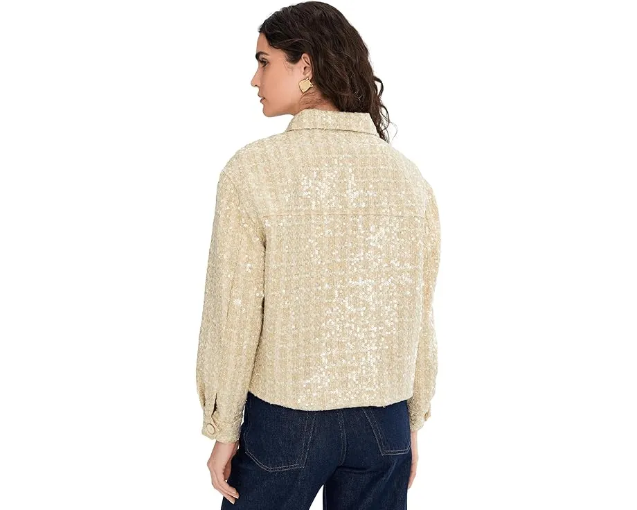 Жакет из твида с длинным рукавом и застежкой на пуговицы с пайетками Vince Camuto