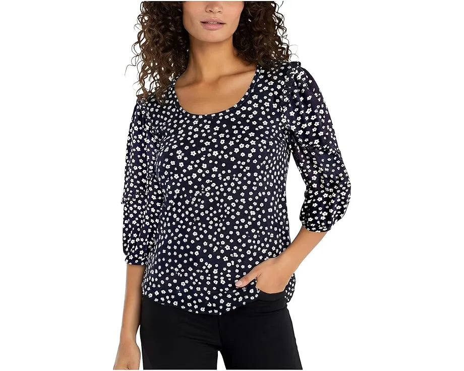 Топ Liverpool Los Angeles с оборкой на рукаве и круглым вырезом