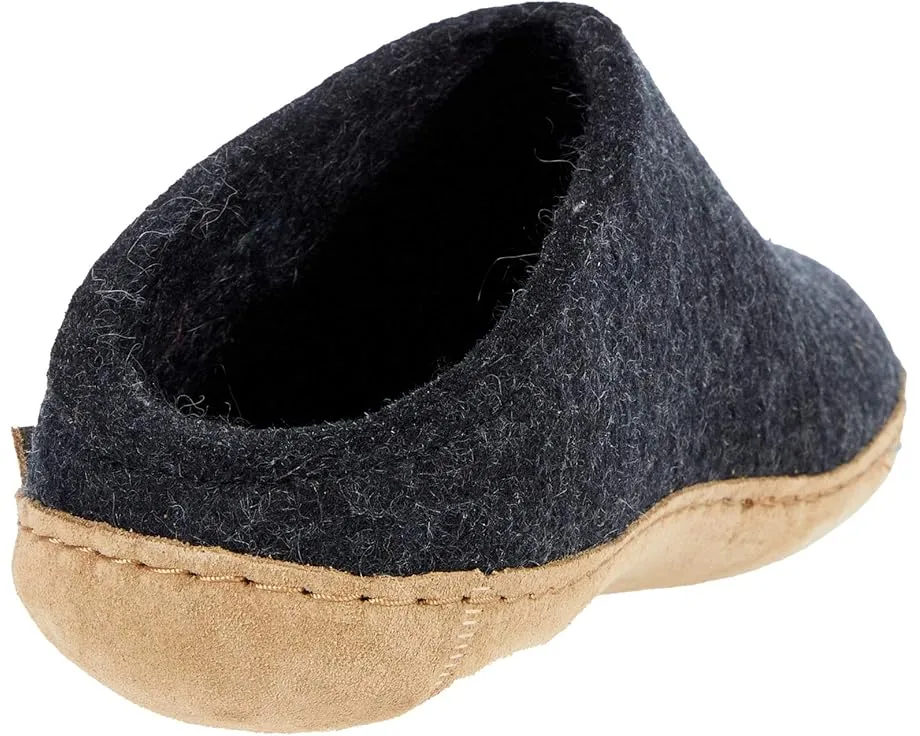 Glerups тапочки из шерсти с кожаной подошвой на открытой пятке