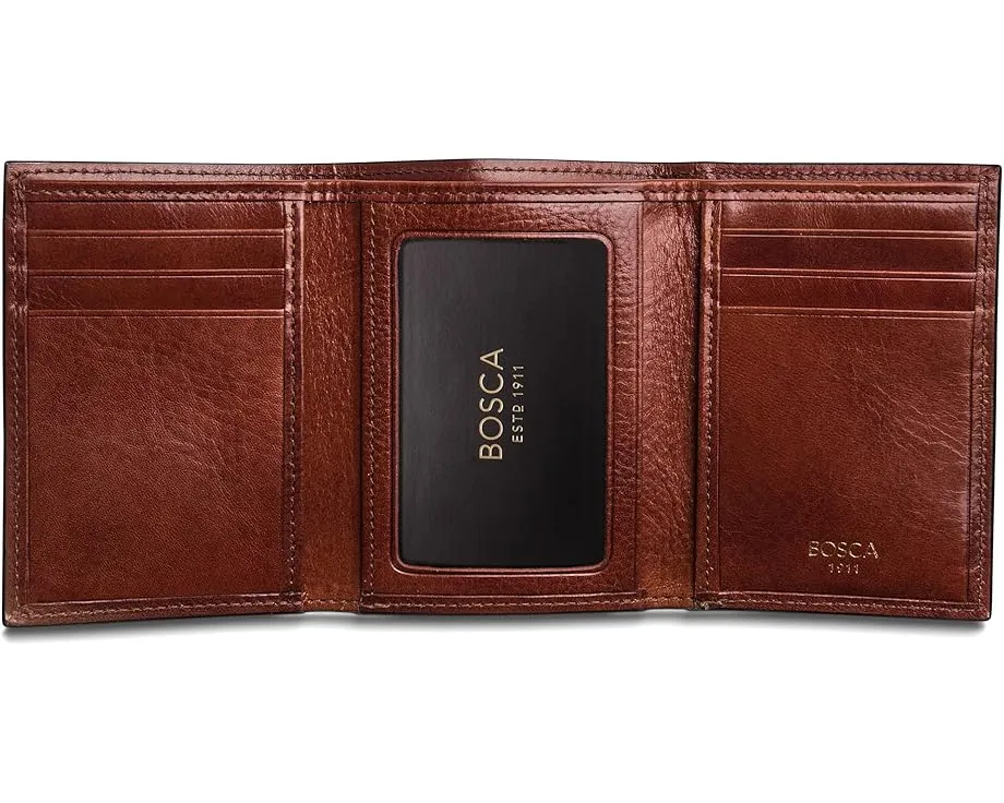 Кошелек тройного сложения Bosca из состаренной кожи с шестью карманами