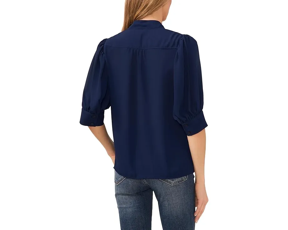 Блузка CeCe с открытым воротником и рукавом три четверти