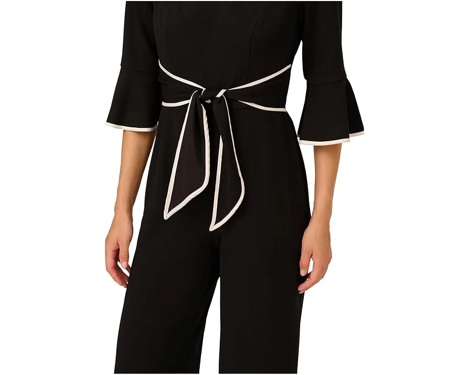 Комбинезон с рюшами на рукавах от Adrianna Papell с квадратным вырезом и поясом