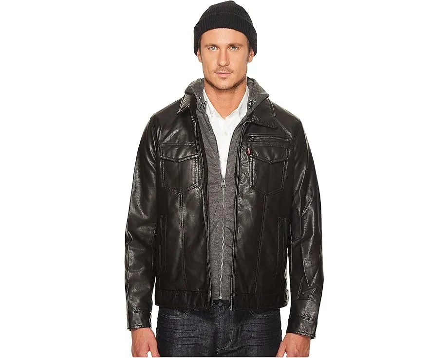 Куртка Levi's в стиле Trucker из искусственной кожи с капюшоном и подкладкой из шерпы