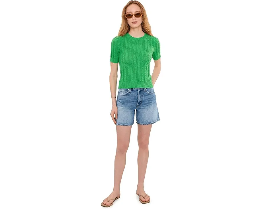 Пуловер Arden Pointelle с короткими рукавами буф и круглой горловиной от 525 america