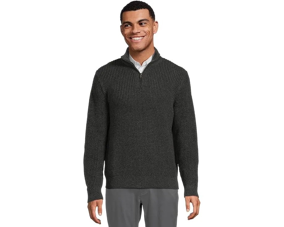 Свитер L.L.Bean из органического хлопка с вафельной вязкой и молнией на четверть