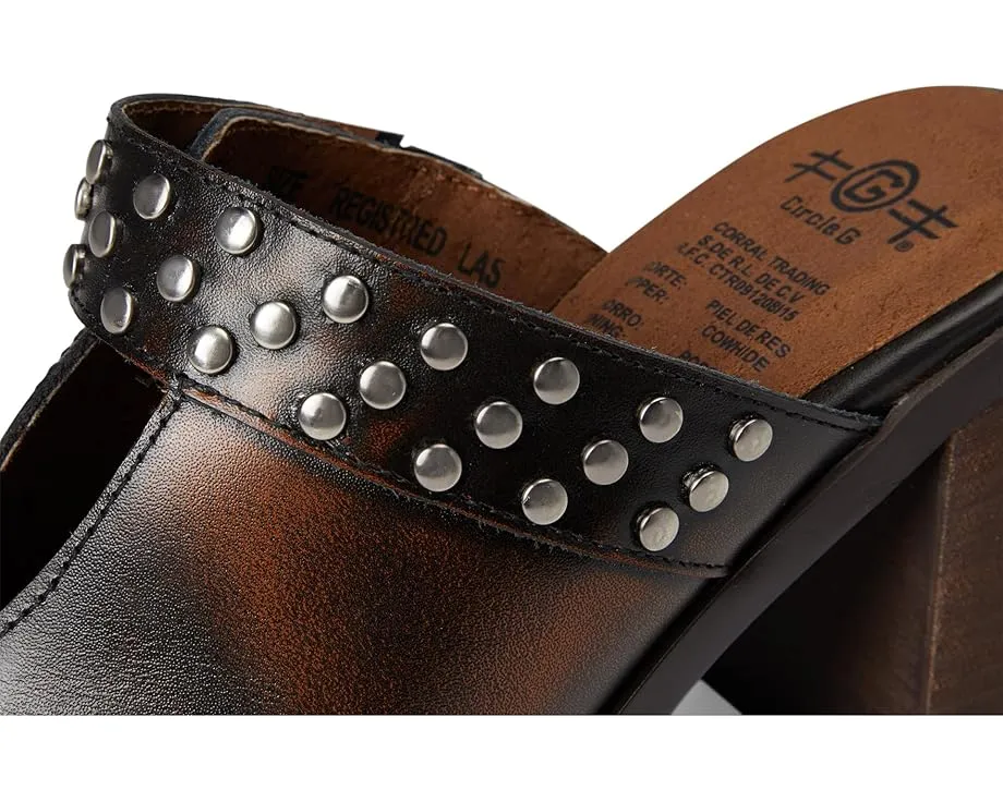 Мюли Corral Boots Lady Studs с состаренной кожей и каблуком 3 дюйма