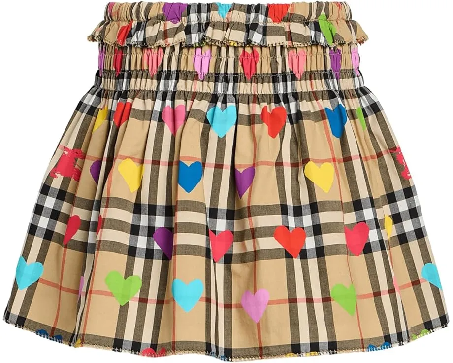 Burberry Kids юбка Ama в клетку с сердечками для девочек