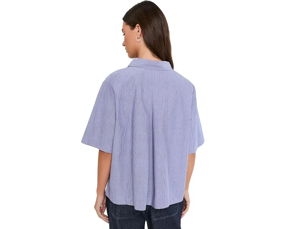 Топ Eileen Fisher с воротником классического стиля из полосатого поплина