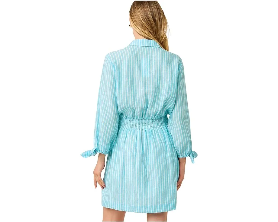 Lilly Pulitzer Платье-рубашка Abralynn из льна с присборенной талией