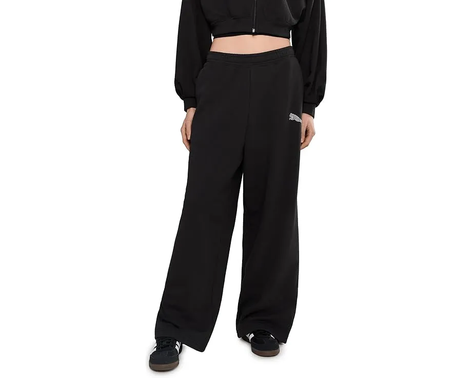 PUMA Essentials Graphics Leo Luxe Bedazzled Slouchy Pants брюки с пайетками из мягкого френч терри