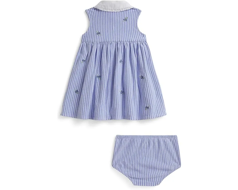 Комплект для девочки Polo Ralph Lauren Kids платье и шортики из хлопковой сетки с вышивкой черники