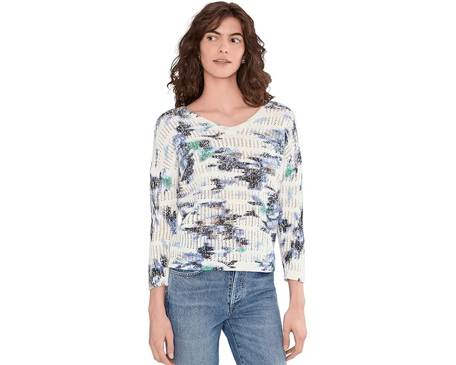 Свитер Water Lilies Pointelle с V-образным вырезом и принтом в технике пойнтель NIC+ZOE