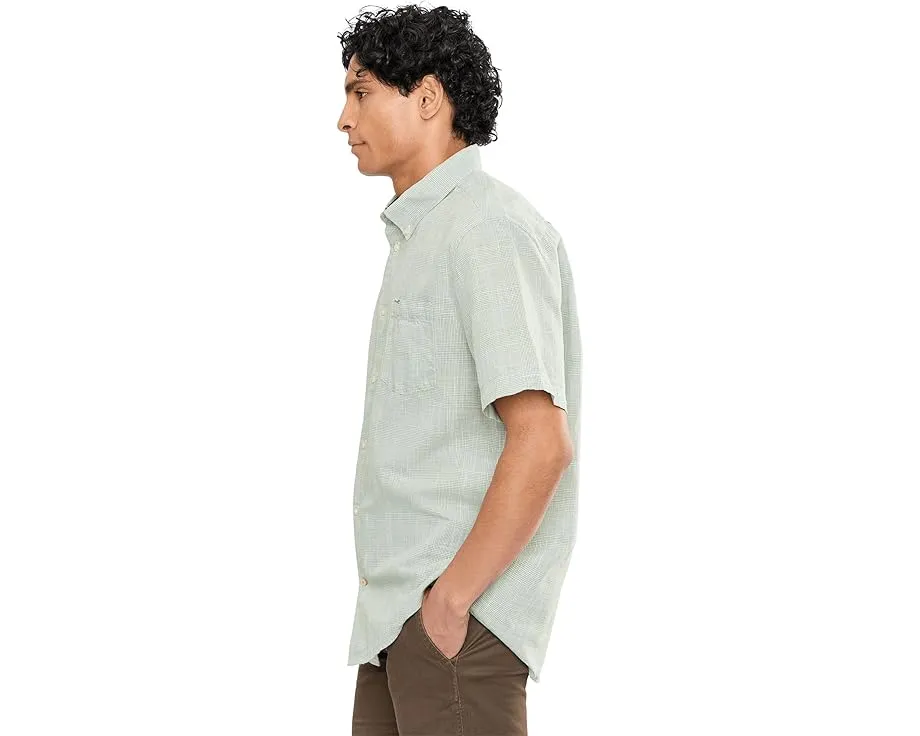 Barbour рубашка Fleming Linen Blend с коротким рукавом и клеткой