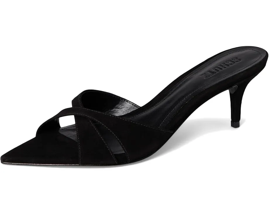 Туфли-мюли Schutz Hilda Leaf из замши на шпильке с перекрещивающимися ремешками