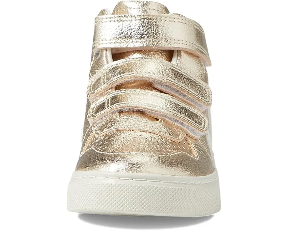Кроссовки VEJA Small V-10 Mid Chromefree для детей с золотистым верхом и застежкой на липучке