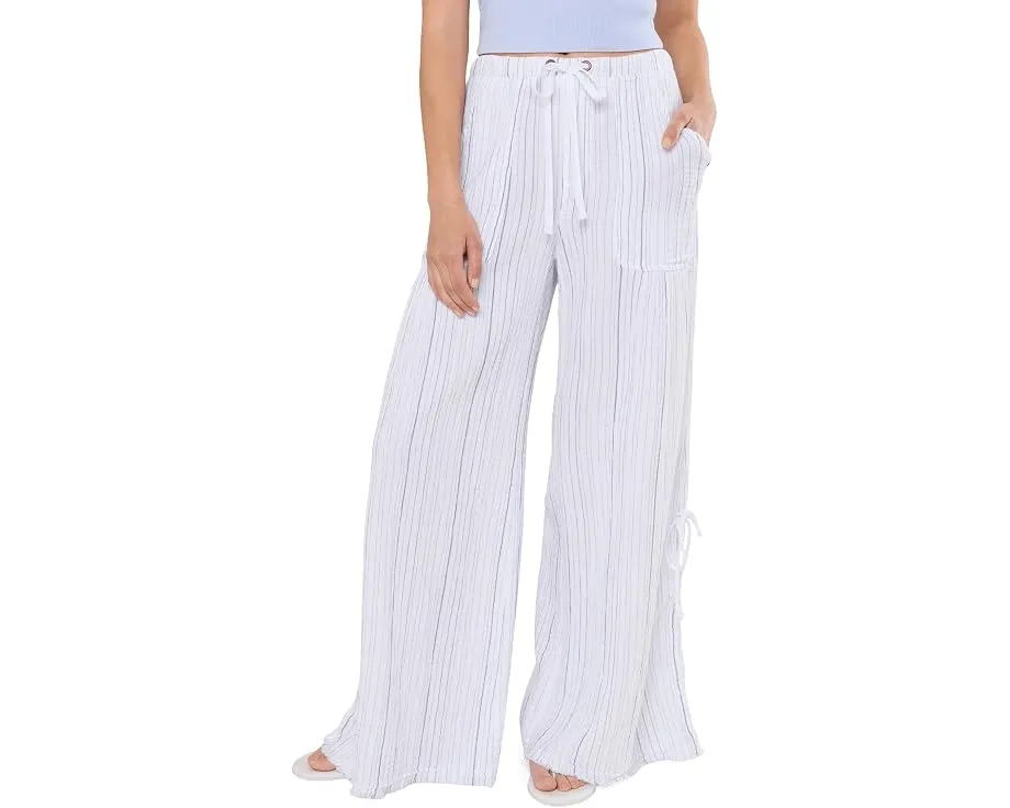 XCVI Штаны Muriel Wide Leg в полоску белые