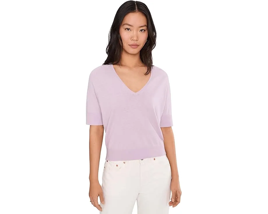 Свитер Lilla P с V-образным вырезом и рукавами-кимоно из тонкой хлопковой смеси