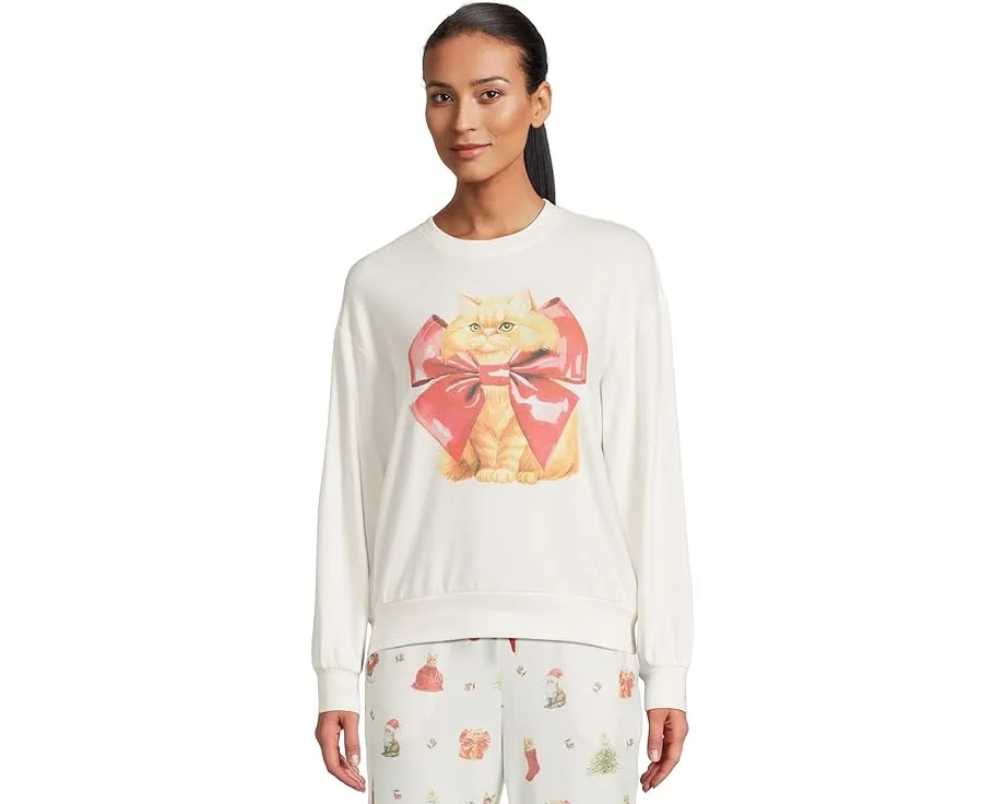 Свитшот P.J. Salvage Feline Festive с принтом кошки и манжетами