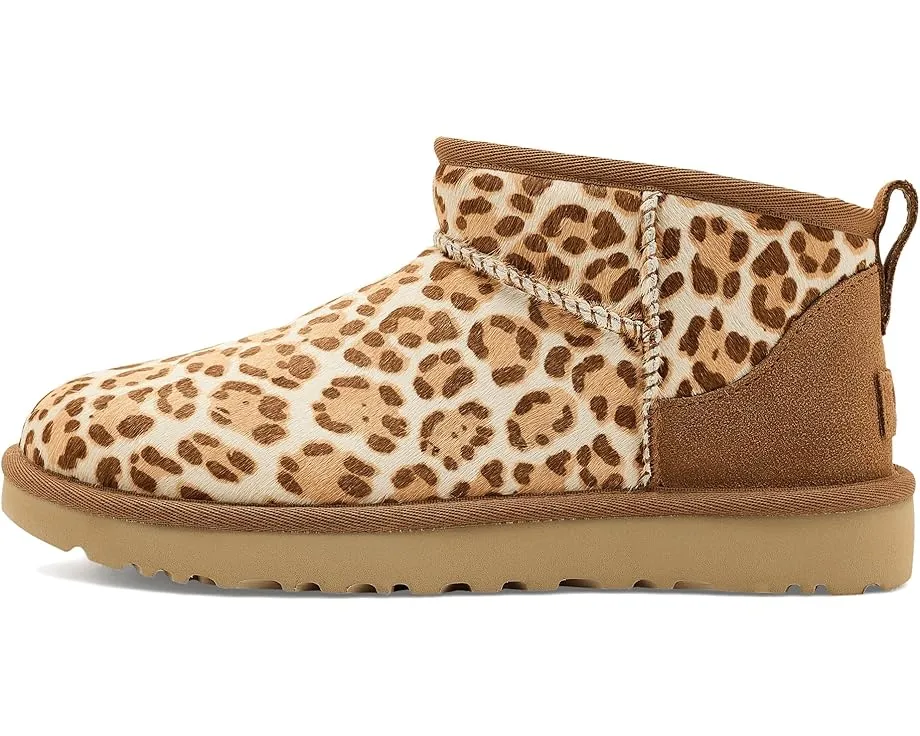 Угги UGG Classic Ultra Mini Plains с принтом леопарда и низким голенищем