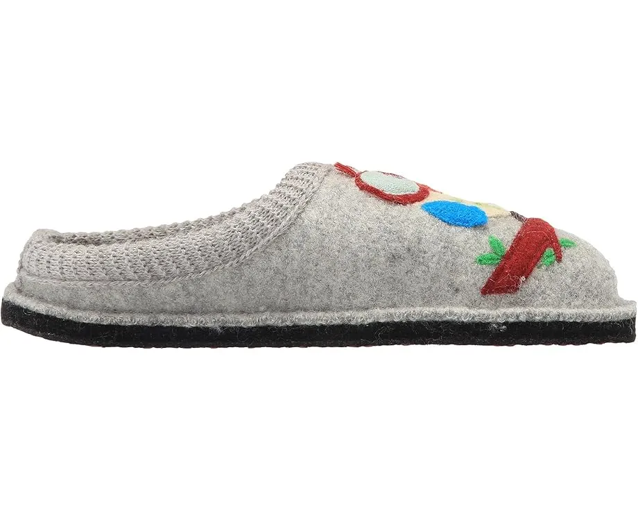 Сабо Haflinger Olivia из вареной шерсти с совой