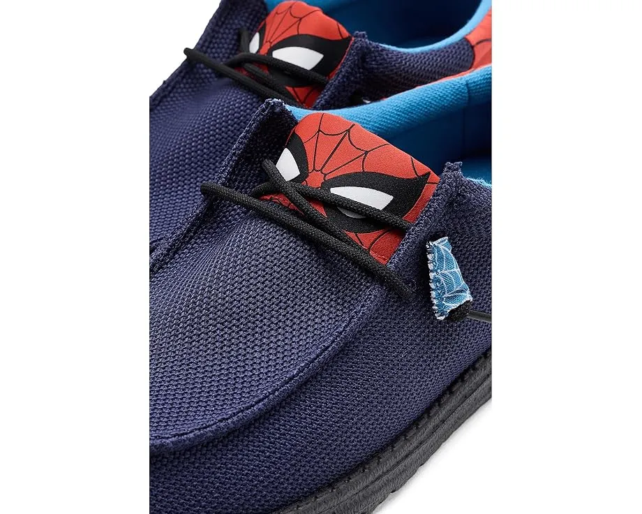 Hey Dude мокасины Wally Funk Spiderman в синем цвете с принтом паутины
