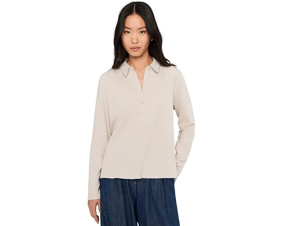 Топ с застежкой хенли из плиссированного джерси Eileen Fisher