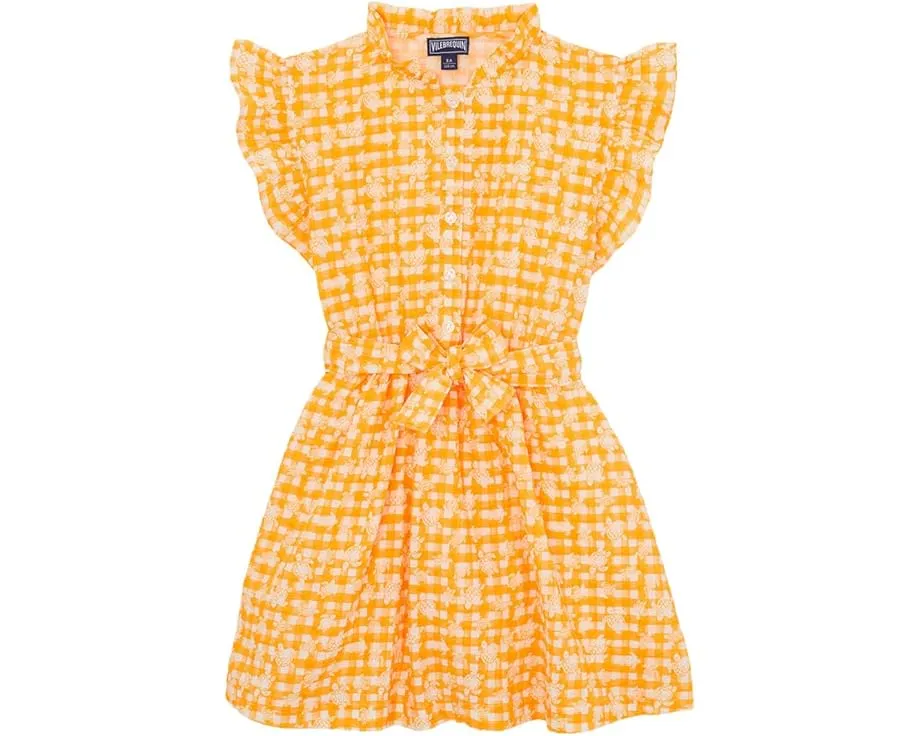 Детское платье Vilebrequin Kids Cotton Dress с черепаховым принтом в клетку