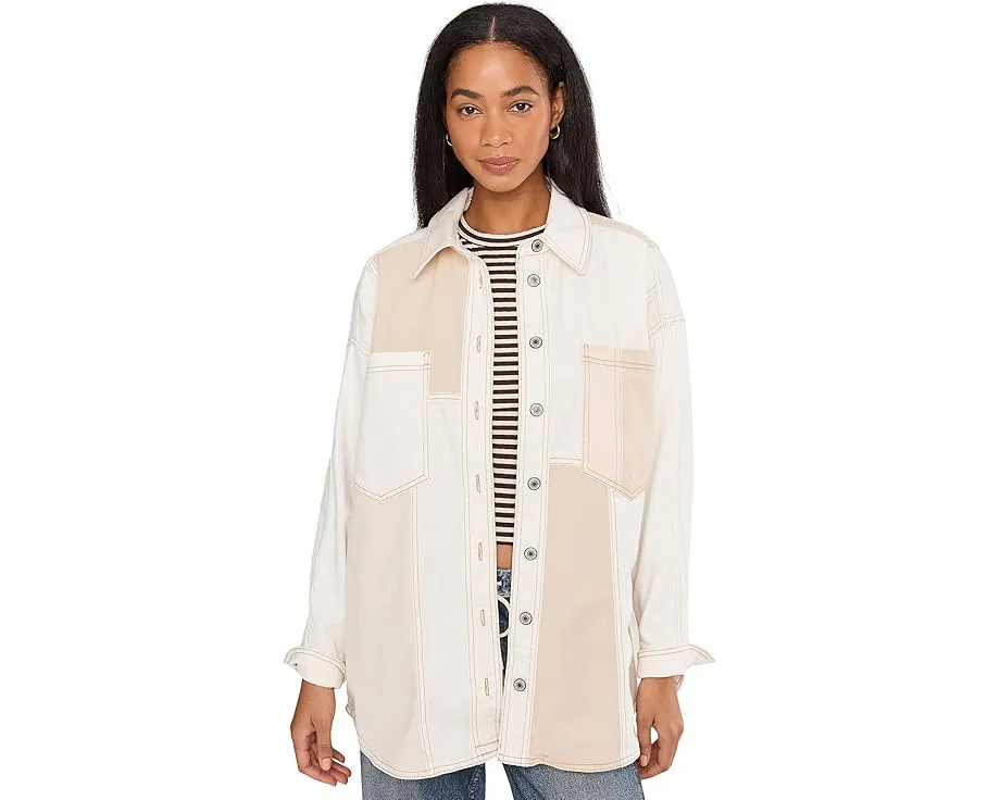 Рубашка Free People Ivory Mountain Roads из денима в стиле пэчворк