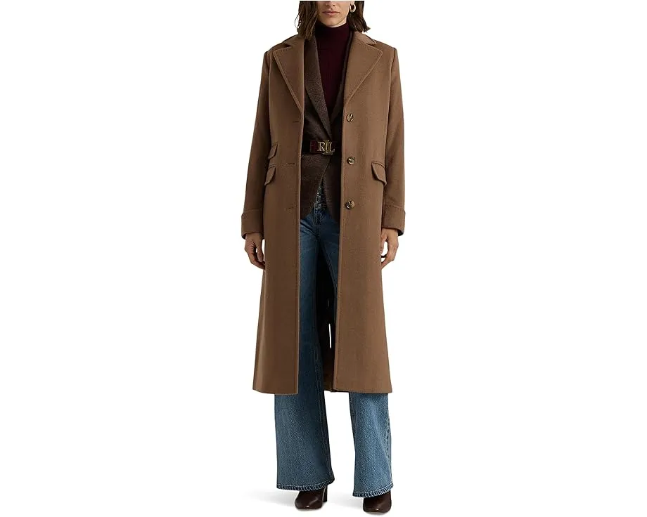 Длинное пальто Lauren Ralph Lauren Maxi Reefer из смеси шерсти с гравированными пуговицами