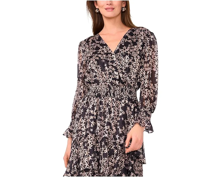 Платье макси Vince Camuto с V-образным вырезом и ярусной юбкой