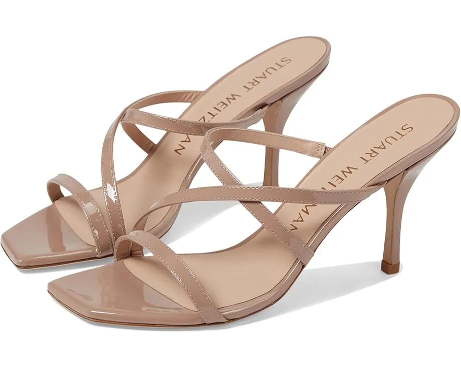 Босоножки Stuart Weitzman Strapeze 85 Slide на шпильке с переплетенными бретелями