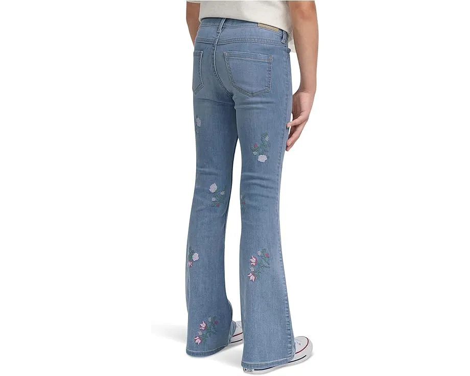 Джинсы Abercrombie Kids High-Rise Flare Floral с цветочной вышивкой и расклешенным низом