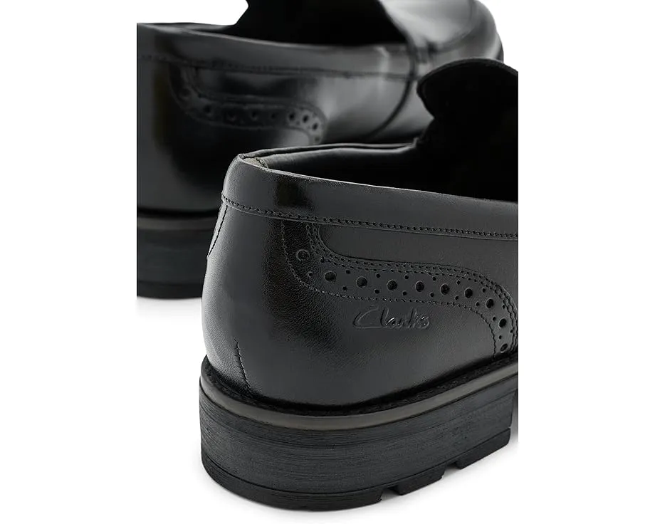 Clarks Emmet Step туфли на каждый день из черной гладкой кожи