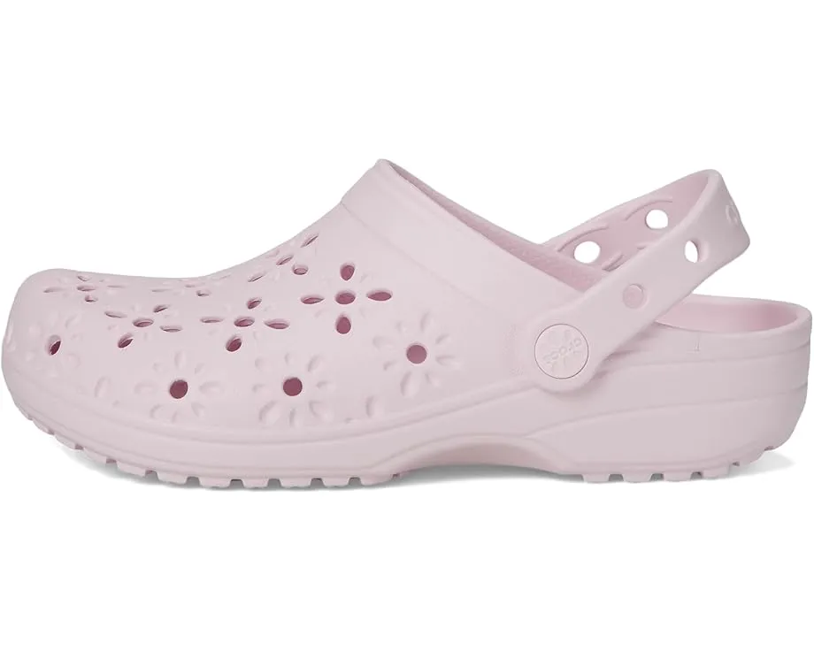 Классические сабо Crocs для детей с цветочным ажурным дизайном