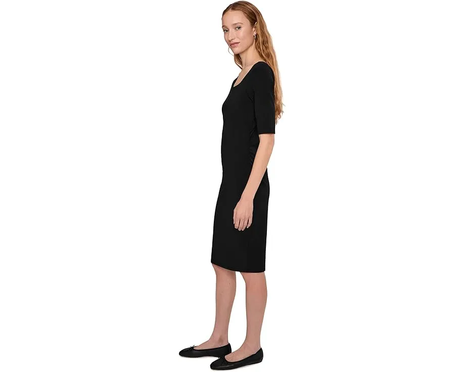 Платье с рукавом три четверти ниже колена и сборками Mod-o-doc