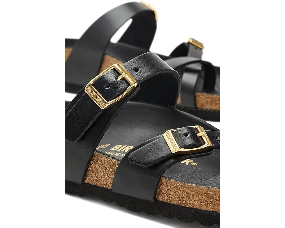 Биркенштоки Mayari из глянцевой кожи с перекрестными ремешками и стелькой из пробки