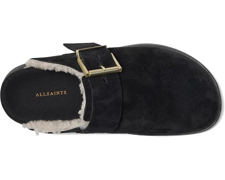 Замшевые мюли AllSaints Eris с квадратной пряжкой и овчиной