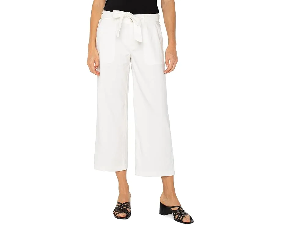 Liverpool Belted Wide Leg Crop брюки с поясом из текстурированного льна