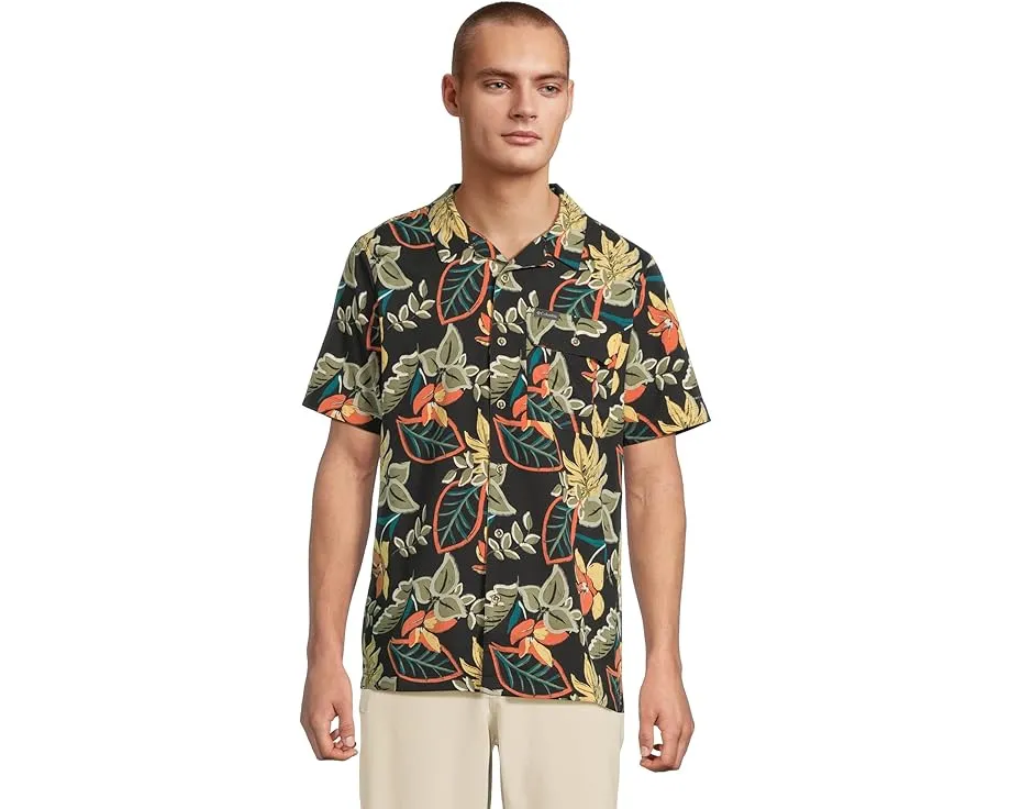 Columbia Tech Trail Utility Printed Woven Short Sleeve с защитой UPF 50 и карманами