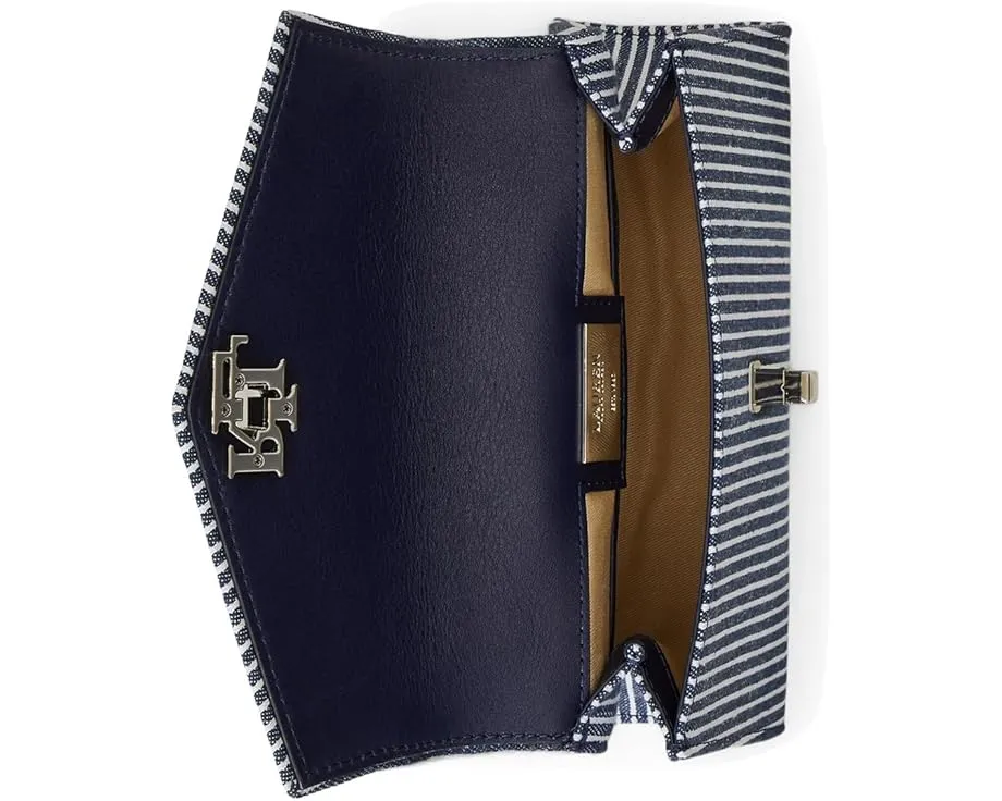 Маленькая сумка кроссбоди Farrah из полосатого холста Lauren Ralph Lauren с поворотным замком